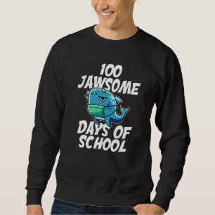 100 Jawsome Days School Shark Mask 100-dagars Quar Lång Ärmad Tröja