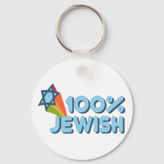 100 % JEWISH + Magen David Nyckelring