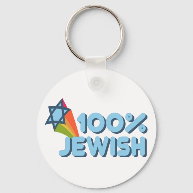 100 % JEWISH + Magen David Nyckelring (Framsida)