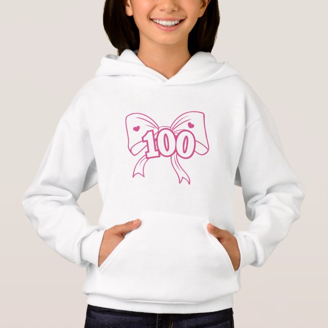 100 Joy-dagar: Rosa Bow Women's Hoodie T Shirt (Framsida)