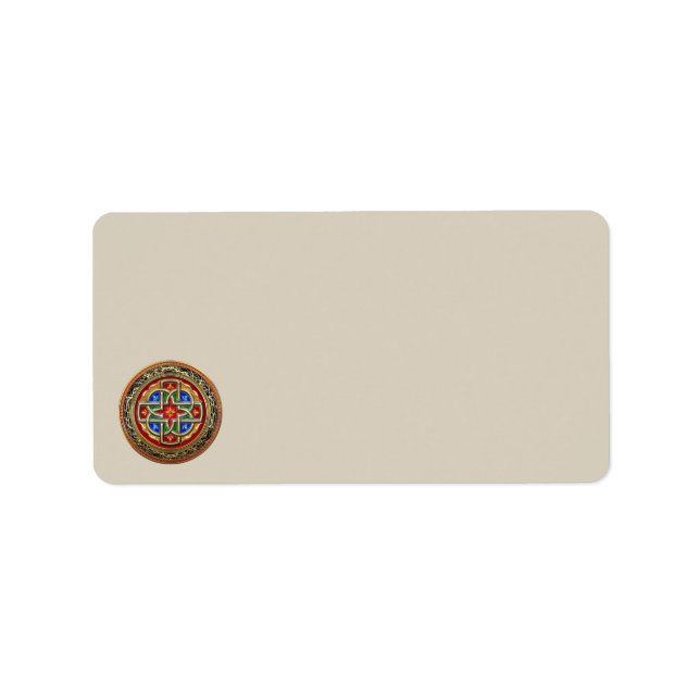 [100] Keltiska Kor [Guld+Enamel] Adressetikett (Framsidan)