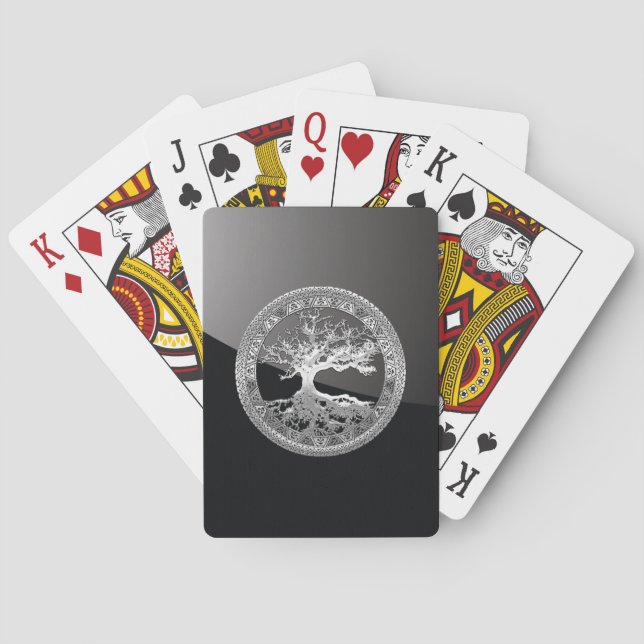 [100] Keltiska Livets träd [Silver] Spel Kort (Baksidan)