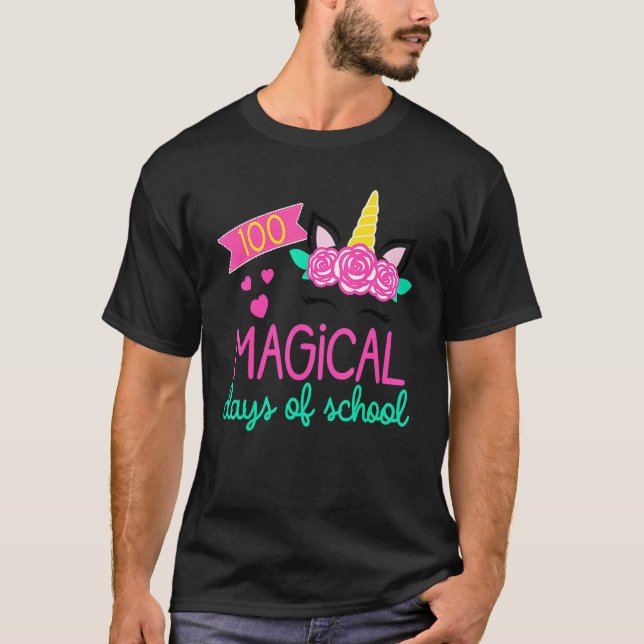 100 Kindergarten-dagen för flickor 100 magiska D T Shirt (Framsida)