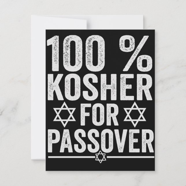 100% Kosher for Passover Funny Passover Pesach Anteckningskort (Framsida)