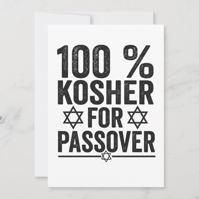 100% Kosher for Passover Funny Passover Pesach Tack Kort (Framsida)