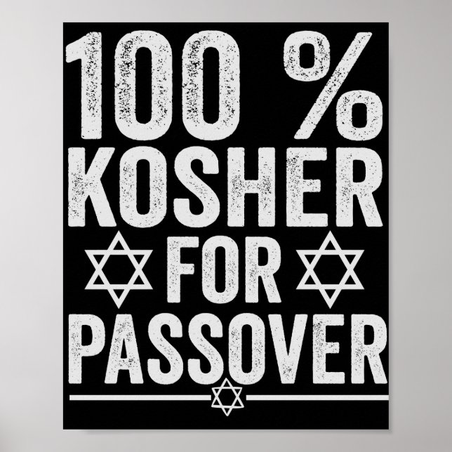 100% Kosher för Pesach Funny Pesach Poster (Framsidan)