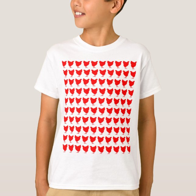 100 kycklingar - röd tee shirt (Framsida)