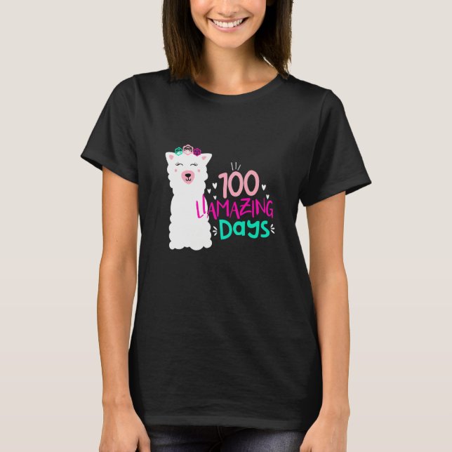 100 Llamazing Days 100 Days Of School Llama Vibes  T Shirt (Framsida)