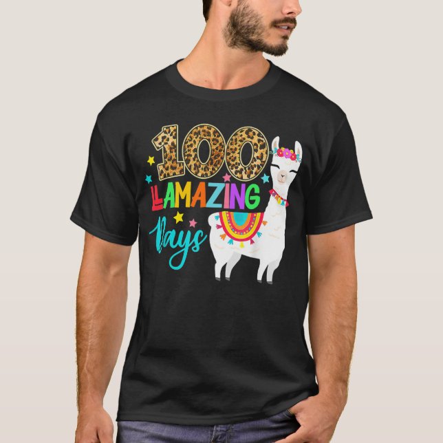 100 Llamazing Days Llama 100 Day of School Teach T Shirt (Framsida)
