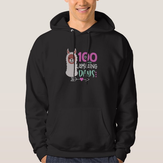 100 Llamazing Days Llama 100th Day of School Teach Hoodie (Framsida)