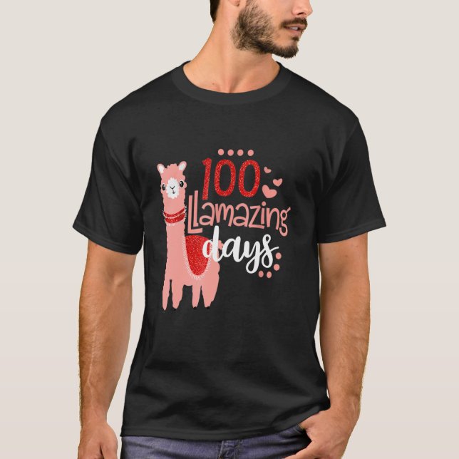 100 Llamazing Days Llama 100th Day Of School Teach T Shirt (Framsida)