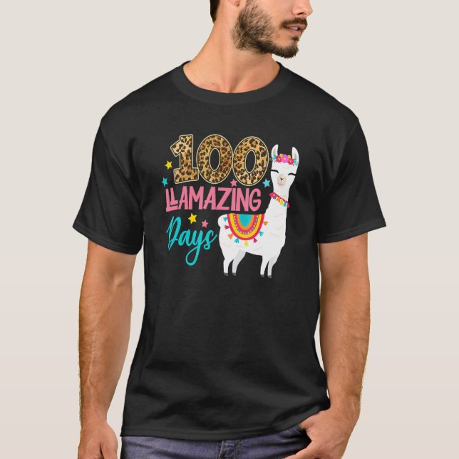 100 Llamazing Days Llama 100th Day Of School Teach T Shirt (Framsida)