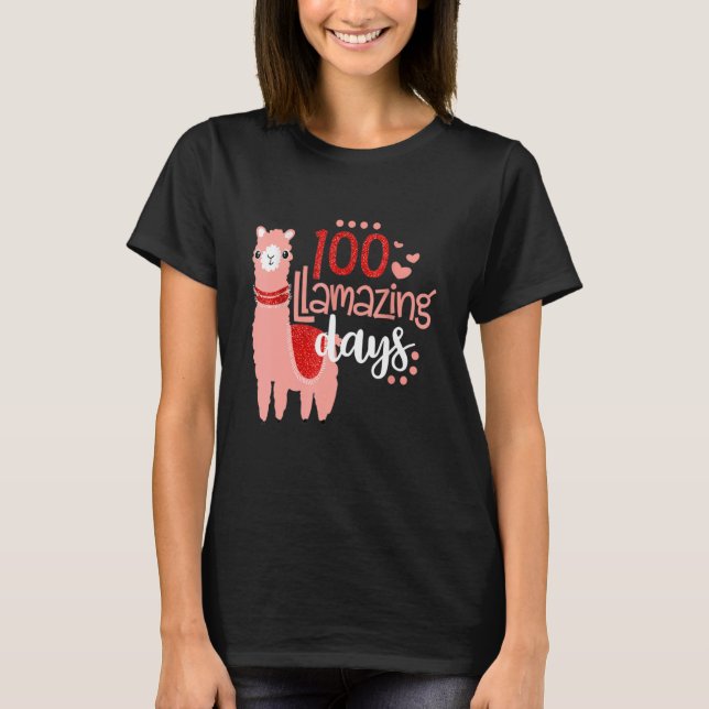 100 Llamazing Days Llama 100th Day Of School Teach T Shirt (Framsida)