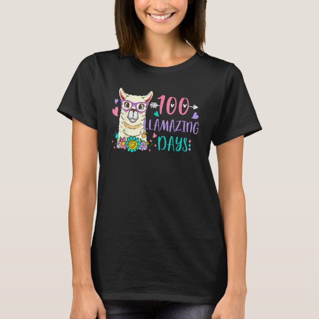 100 Llamazing Days Llama 100th Day of School Teach T Shirt (Framsida)