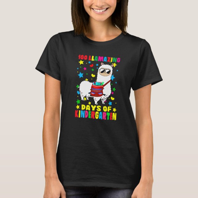 100 Llamazing Days Of Kindergarten 100th Day Of Sc T Shirt (Framsida)