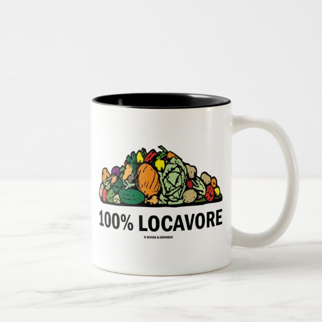 100 % Locavore (fläck av grönsaker) Två-Tonad Mugg (Höger)