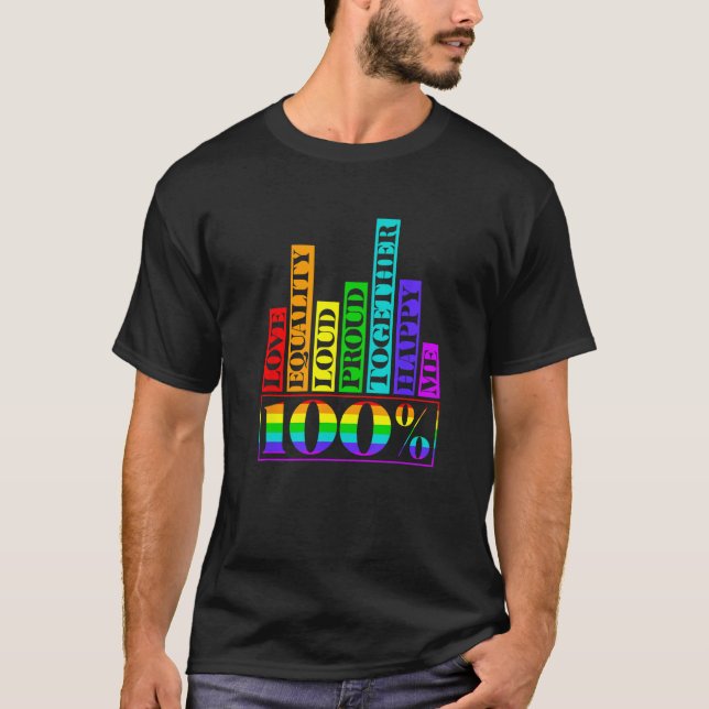 100 Love Equality Retro Rainbow LGBT LGBTQ Pride M T Shirt (Framsida)