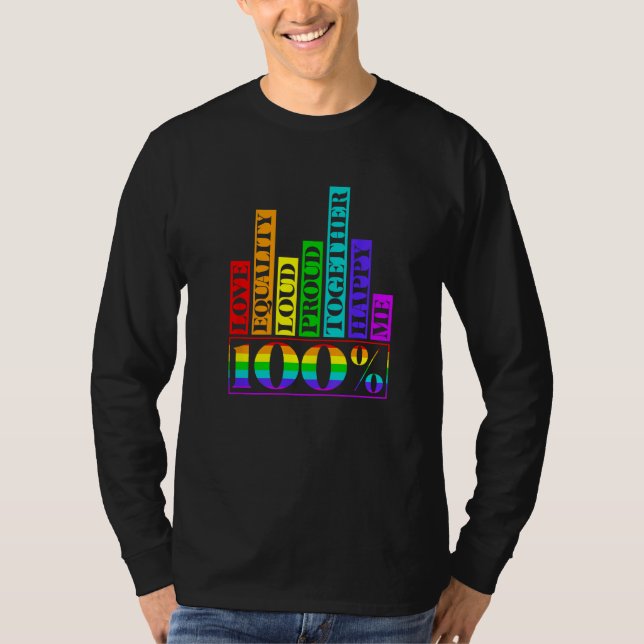 100 Love Equality Retro Rainbow LGBT LGBTQ Pride M T Shirt (Framsida)