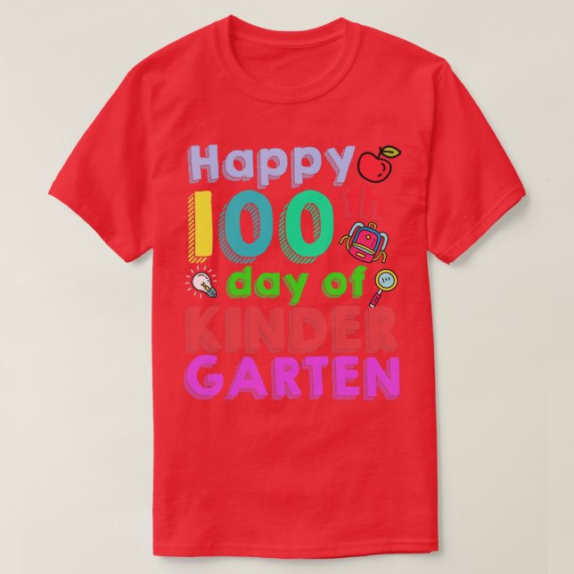 100 lycklig-dagen i Kindergarten Lycklig 100 dagar T Shirt (Design framsida)