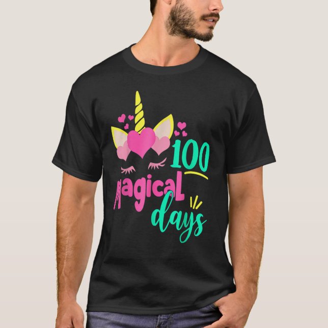 100 Magical Days 100th Day Of School Girl Unicorn  T Shirt (Framsida)