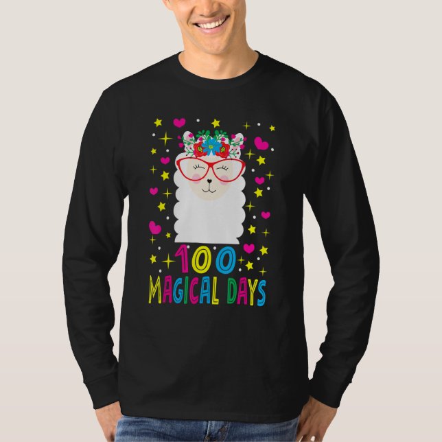 100 Magical Days   Llama Girl Happy 100th Day Of S T Shirt (Framsida)