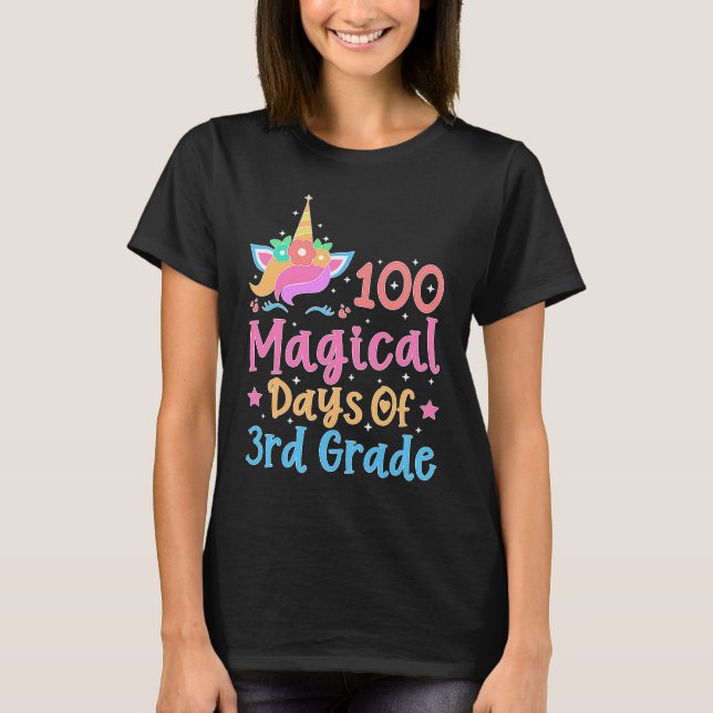 100 Magical Days of 3rd Grade School Unicorn Teach T Shirt (Framsida)