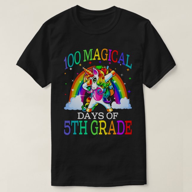 100 Magical Days Of 5th Grade Unicorn T Shirt (Design framsida)