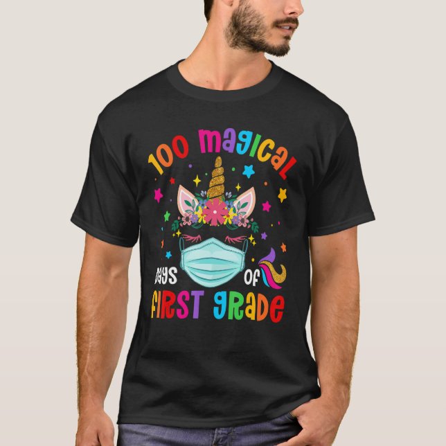 100 Magical Days Of First Grade School Unicorn Mas T Shirt (Framsida)