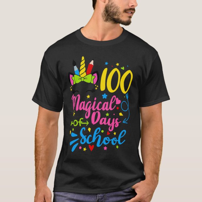 100 magical days of school Girls Kids 100 Days of  T Shirt (Framsida)
