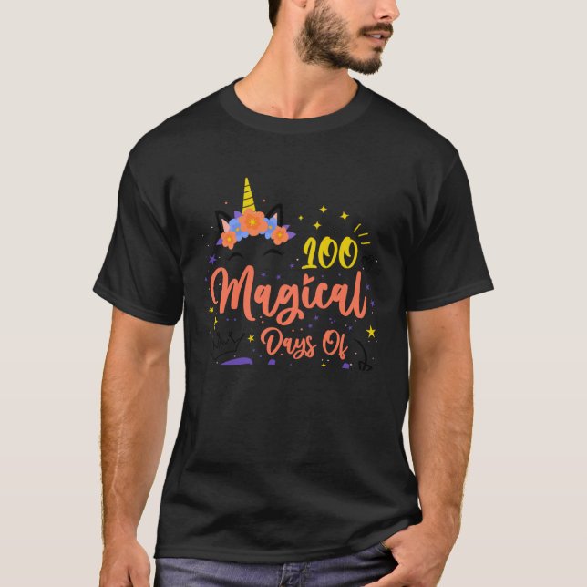 100 Magical Days Unicorn 100th Day Of School Girl  T Shirt (Framsida)