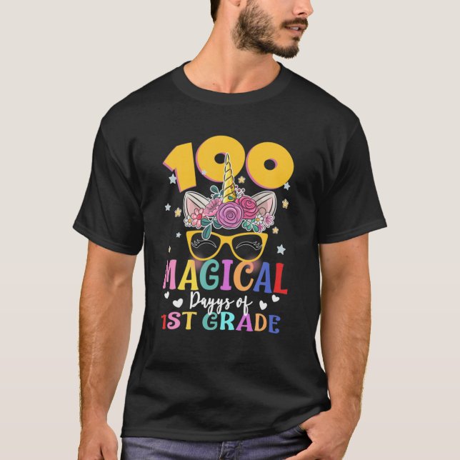 100 magiska dagar för 1:a Klass-Ansikte-skolans st T Shirt (Framsida)