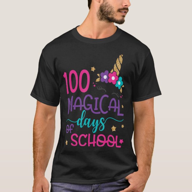 100 magiska dagar för skolenmajs Ansikte 100 dagar T Shirt (Framsida)