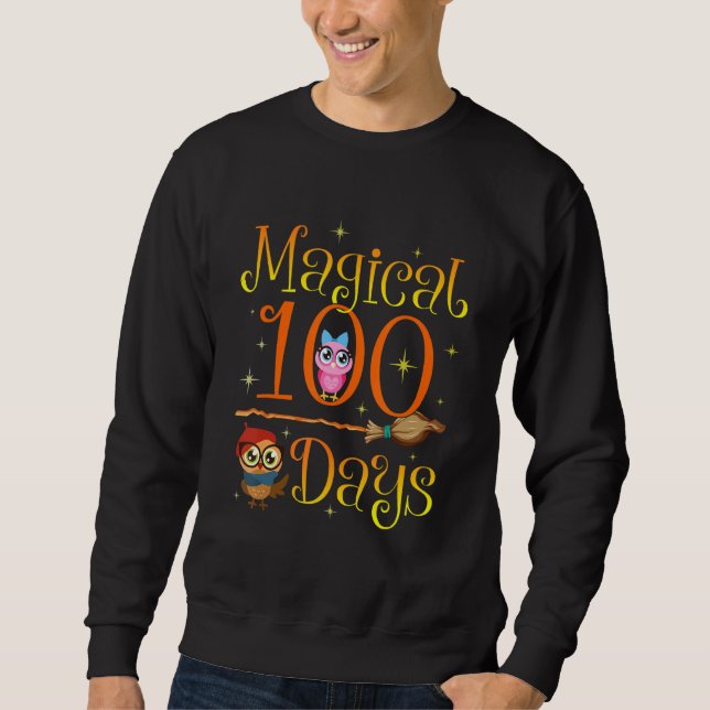 100 magiska dagar i Lycklig 100 Scho-dagen Lång Ärmad Tröja (Framsida)
