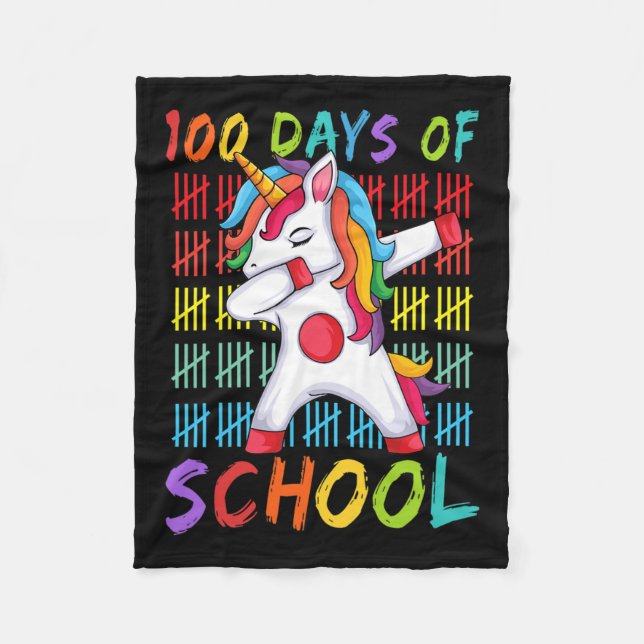 100 magiska dagar i skolan Dabbing Unicorn Fleecefilt (Framsidan)