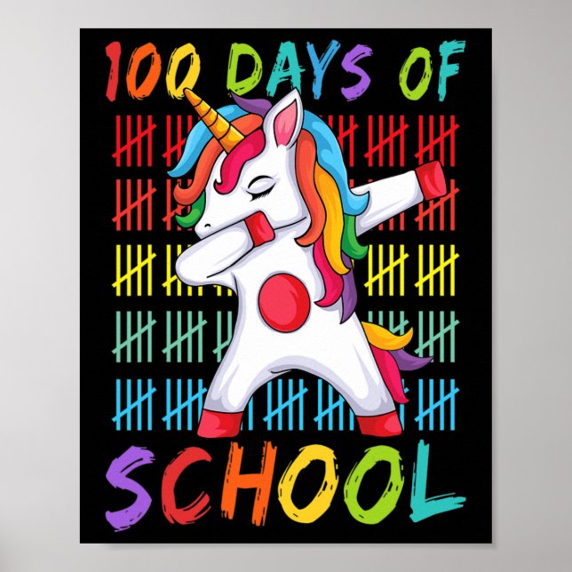 100 magiska dagar i skolan Dabbing Unicorn Poster (Framsidan)