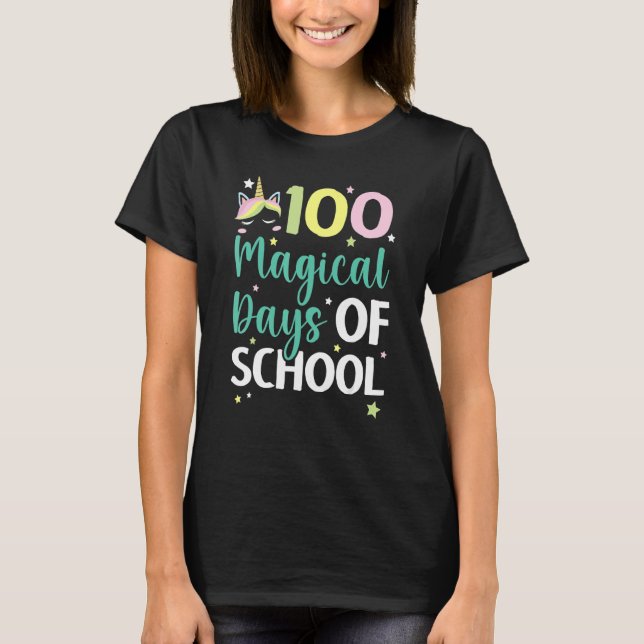 100 magiska dagar med skolenndagar 100 dagar t shirt (Framsida)