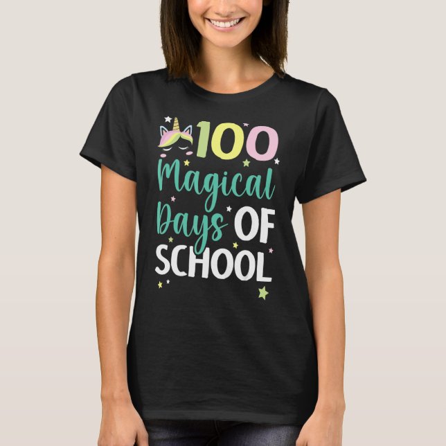 100 magiska dagar med skolenndagar 100 dagar t shirt (Framsida)