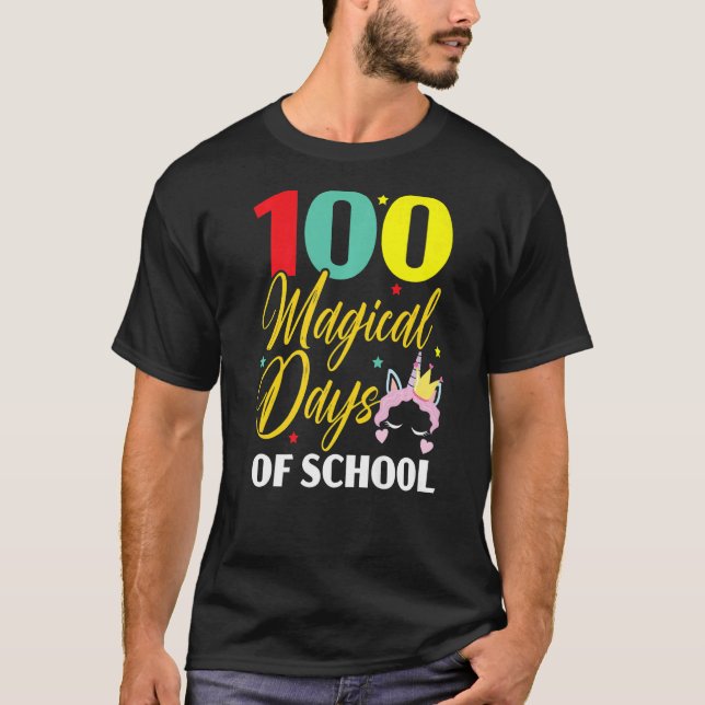100 magiska dagar med skolenndagar 100 dagar t shirt (Framsida)
