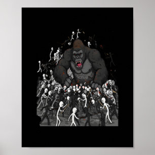 100 män vs 1 gorilla, present till honom, gorillad poster