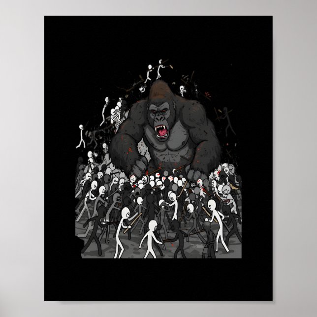 100 män vs 1 gorilla, present till honom, gorillad poster (Framsidan)
