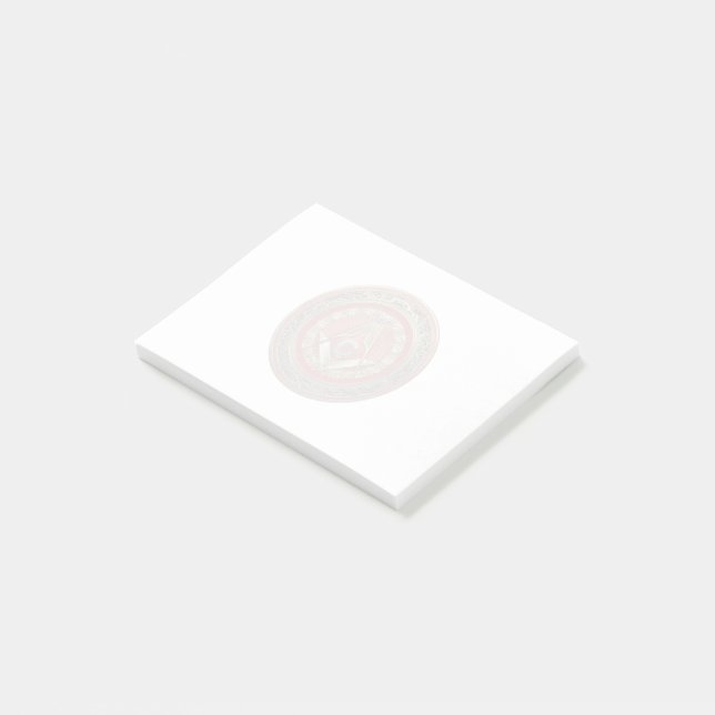 [100] Mason - Guld-kvadrat och kompasser Post-it Block (Vinklad)