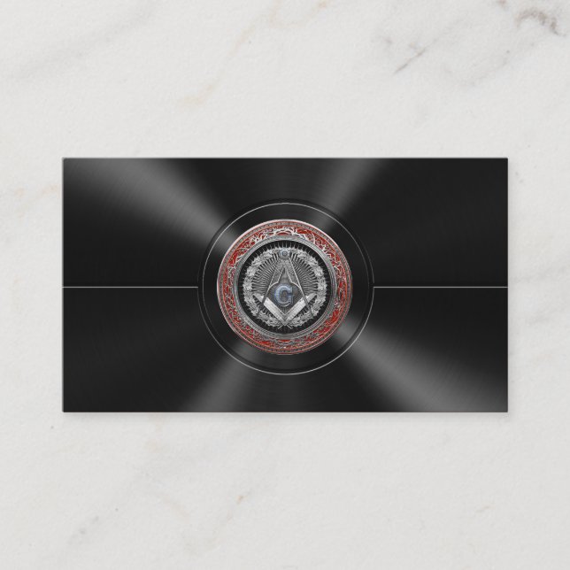 [100] Mason - Silver-kvadrat och kompasser Visitkort (Framsida)