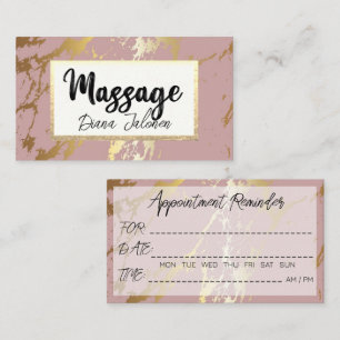 100 Massage Möte Reminder Rosa Marble Visitkort