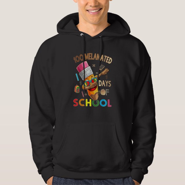 100 Melanated Days Of School African American Dabb Hoodie (Framsida)