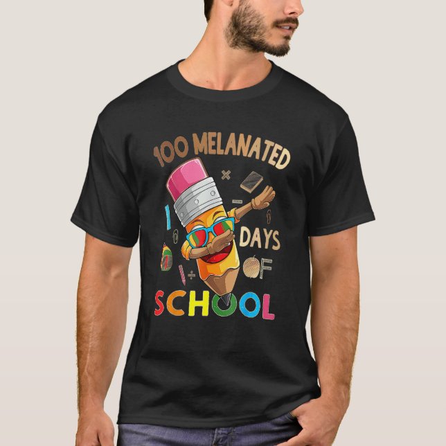 100 Melanated Days Of School African American Dabb T Shirt (Framsida)