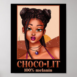 100 % Melanin Girl Woman Black History Month Junet Poster