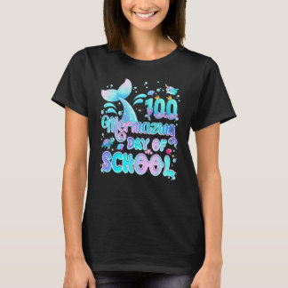 100 Mermaing Days of School Sjöjungfru Girl Lyckli T Shirt
