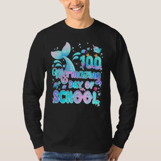 100 Mermaing Days of School Sjöjungfru Girl Lyckli T Shirt
