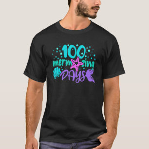 100 Mermaing Days of School Sjöjungfru Girl Te T Shirt