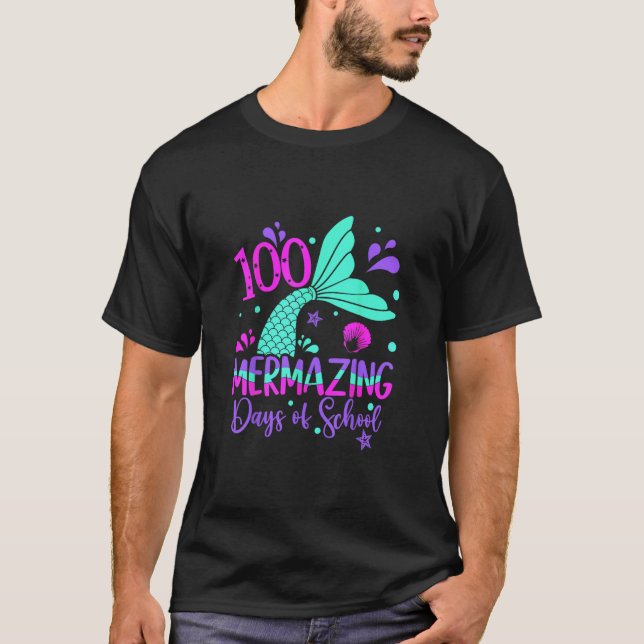 100 Mermaing Days Sjöjungfru 100-dagarsdag för sko T Shirt (Framsida)